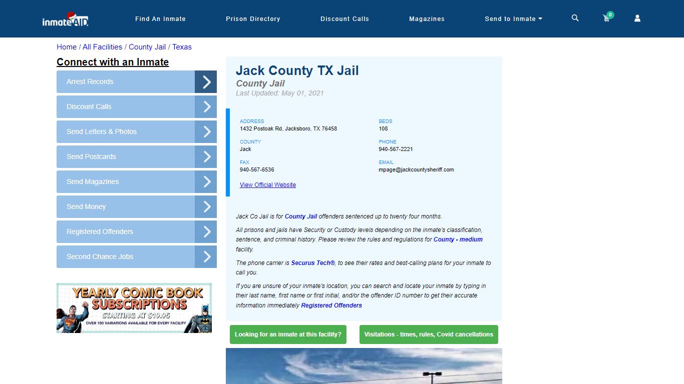 Jack County TX Jail - Inmate Locator - Jacksboro, TX