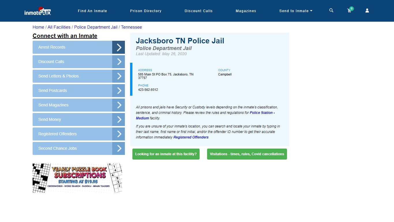 Jacksboro TN Police Jail & Inmate Search - Jacksboro, TN
